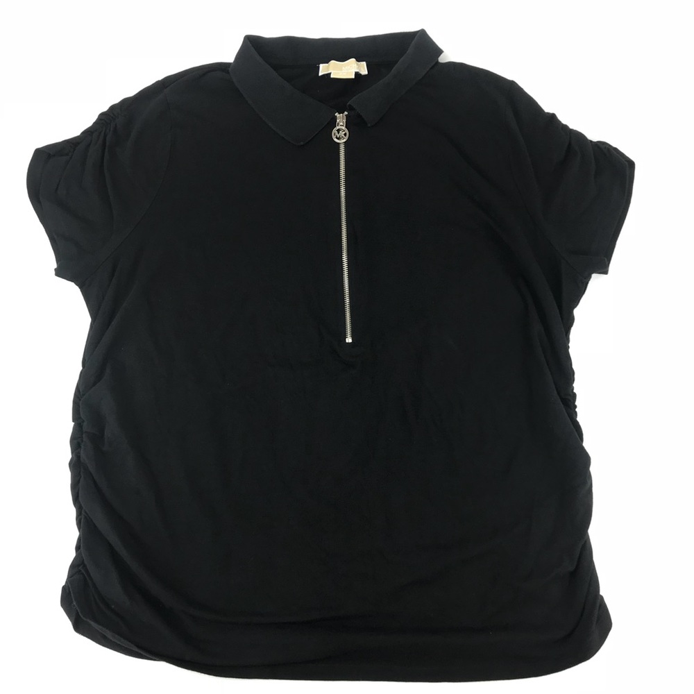 Michael Kors Collared Half Zip Stretchy Blouse